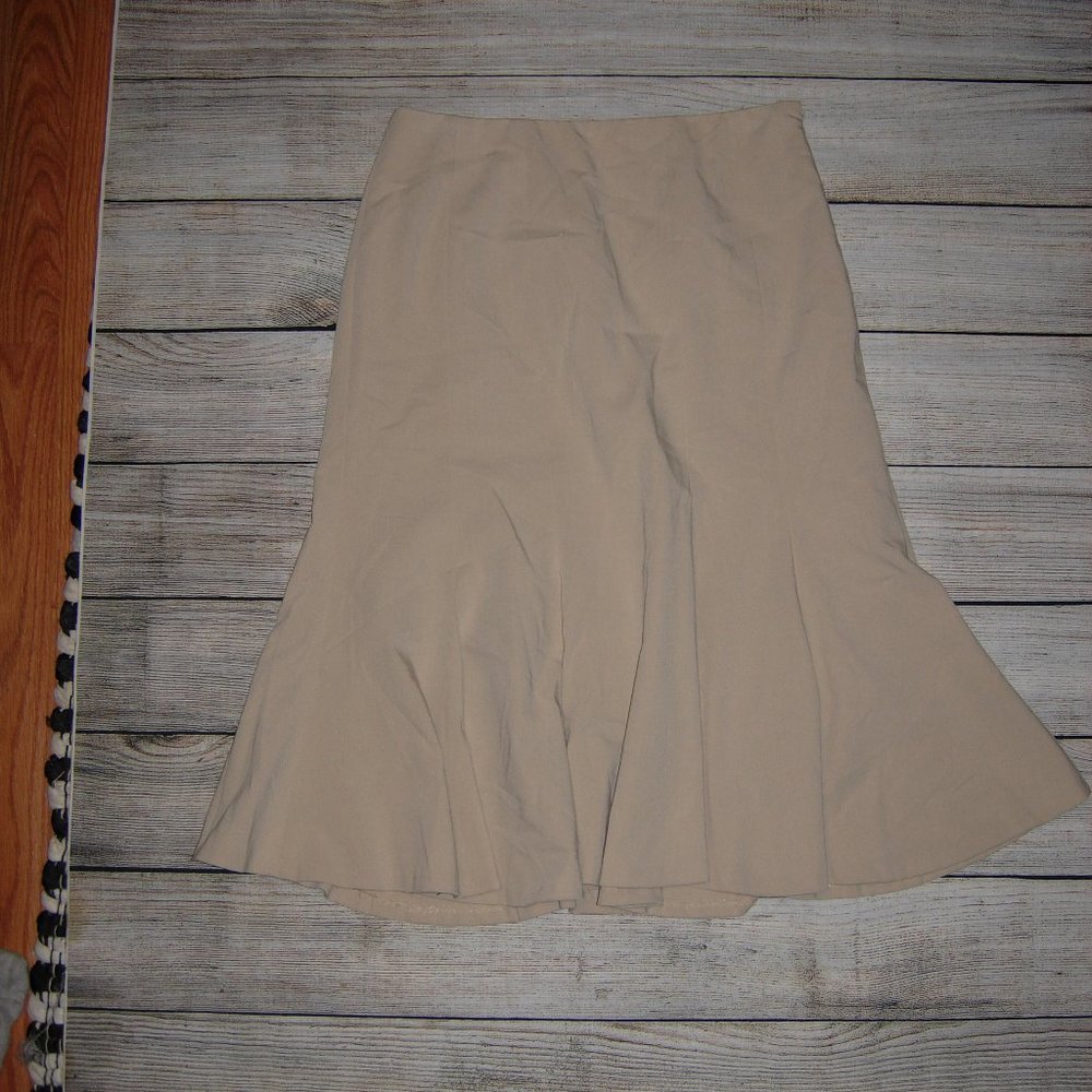 Lena Gabrielle Tan Trumpet Flare Midi Skirt 6